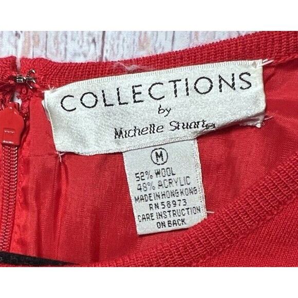 Collections Michelle Stuart Vintage Dress Pencil Skirt Red Black 80s Halloween M - Picture 11 of 11